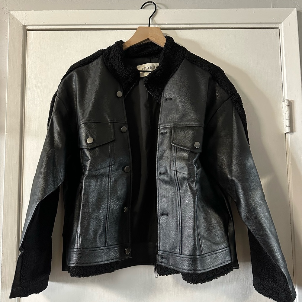 Promesa Big Rig Vegan Black Leather and Sherpa Tucker Jacket